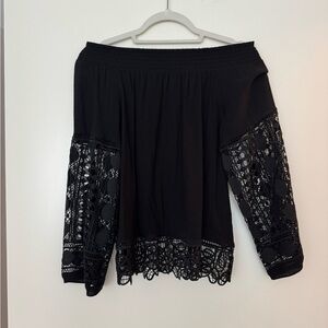 Black Off-Shoulder Lace Top